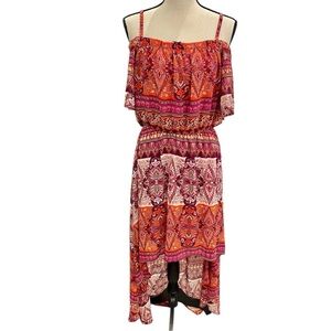 As U Wish Red and Orange Patterned Maxi Dress